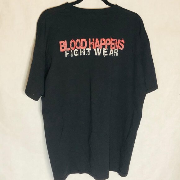 Jerzees T-shirt black short sleeve flag blood happens Cotton Graphic 2XL READ - Picture 5 of 7